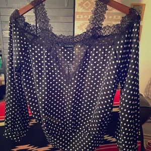 NWT black polkadot blouse long sleeve brand new